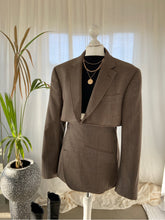 Load image into Gallery viewer, Brown Fine Herringbone Vintage Re-Worked Suit Jacket and Skirt