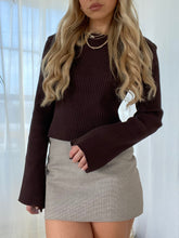 Load image into Gallery viewer, Chocolate Flared Long Sleeve Ribbed Jumper - Winter Luxe Range