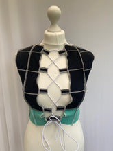 Load image into Gallery viewer, Raw Stitch Lace Up Sleeveless Top In Black