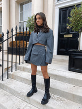 Load image into Gallery viewer, Grey Pin Stripe Vintage Re-Worked Suit Jacket and Skirt