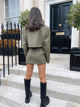 Load image into Gallery viewer, Green Textured Vintage Re-Worked Suit Jacket and Skirt
