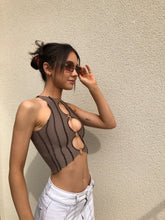 Load image into Gallery viewer, Y2k Brown Raw Stitch With Gold Ring Detail