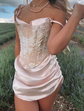 Load and play video in Gallery viewer, Pale Pink Silk Ruched Mini Cowl Neck Dress (The Angelina Dress)