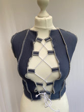 Load image into Gallery viewer, Raw Stitch Lace Up Sleeveless Top In Indigo Blue
